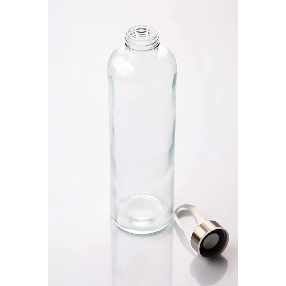 Siyah Sağlıklı Cam Matara 1000 ml Su Şişesi 1lt Sporcu Matarası