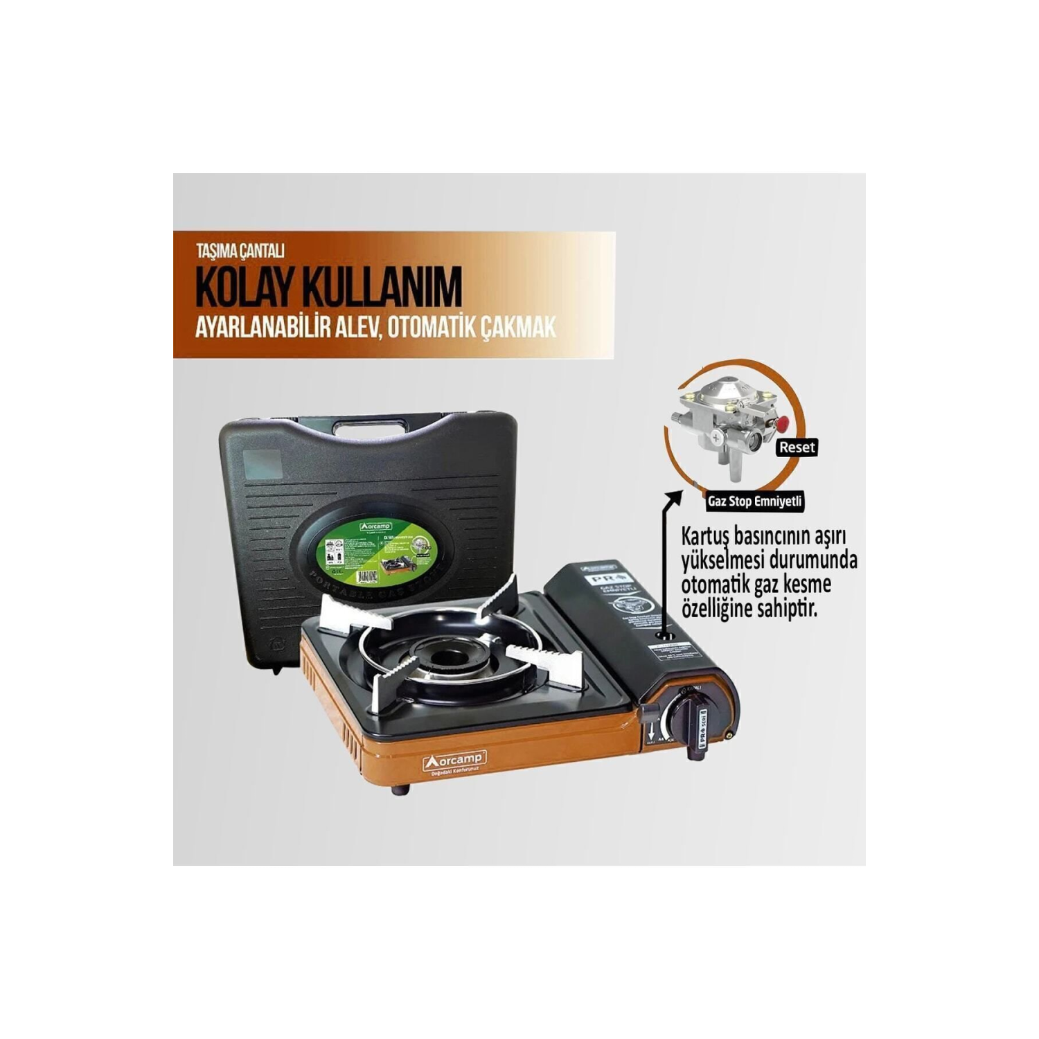Ck-505 Tekli Portatif Kamp Ocak Gaz Stop Emniyetli