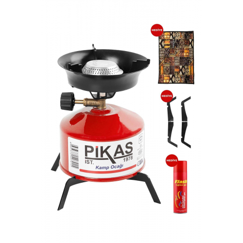 Iksa Devrilmez Ayaklı Portatif Kamp Ocağı, Piknik Tüpü Kamp Ocağı Kartuşu Çaydanlık Halısı Hediye