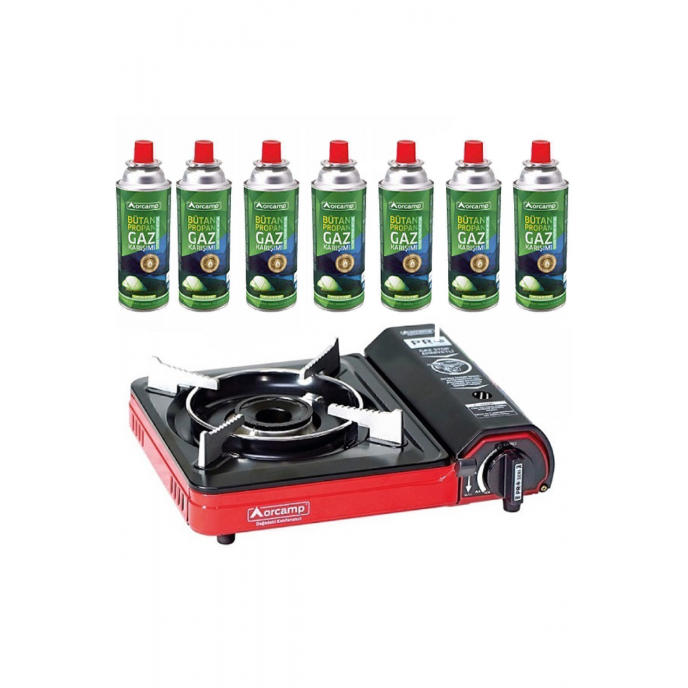 Tekli Portatif Kamp Ocak Gaz Stop Emniyetli 7 Adet 227 Kartuş