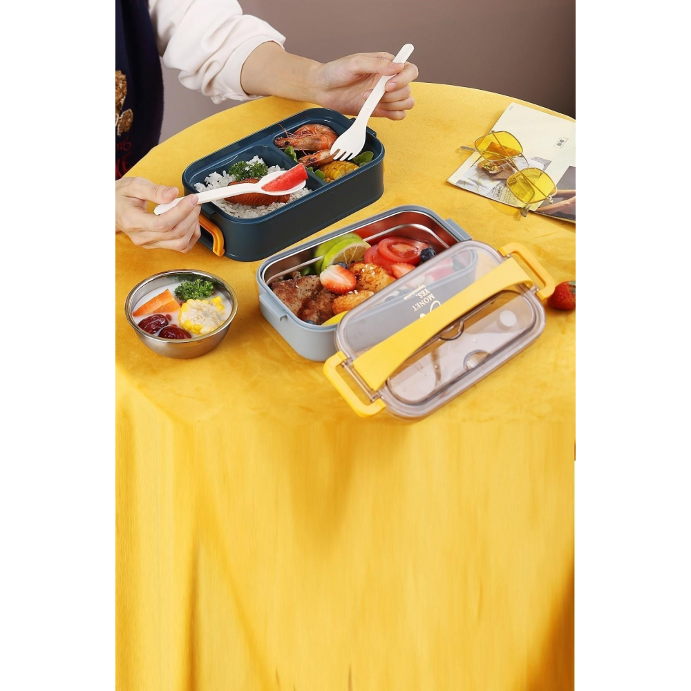 Bento Lunch Box Ofis-okul Için Yeni Nesil Sefer Tası -çorba Kaseli Model-paslanmaz Çelik