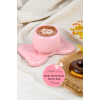 El Yapımı Seramik Pembe Fiyonk Tabaklı Tasarım Mug Kupa Fincan | Handmade Mug Fincan Kahve Kupası