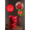 El Yapımı Seramik Puantiyeli Kalp Tasarım Mug Kupa Fincan Handmade Mug Fincan Kupa Kahve Kupası