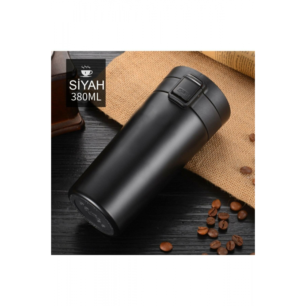 Snape 380ml Filtreli Çift Katmanlı Mug Termos Bardak Mat Siyah