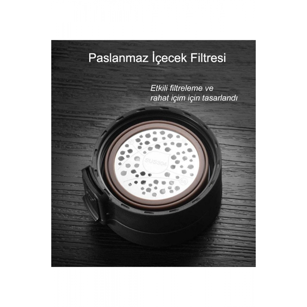 Snape 380ml Filtreli Çift Katmanlı Mug Termos Bardak Mat Siyah