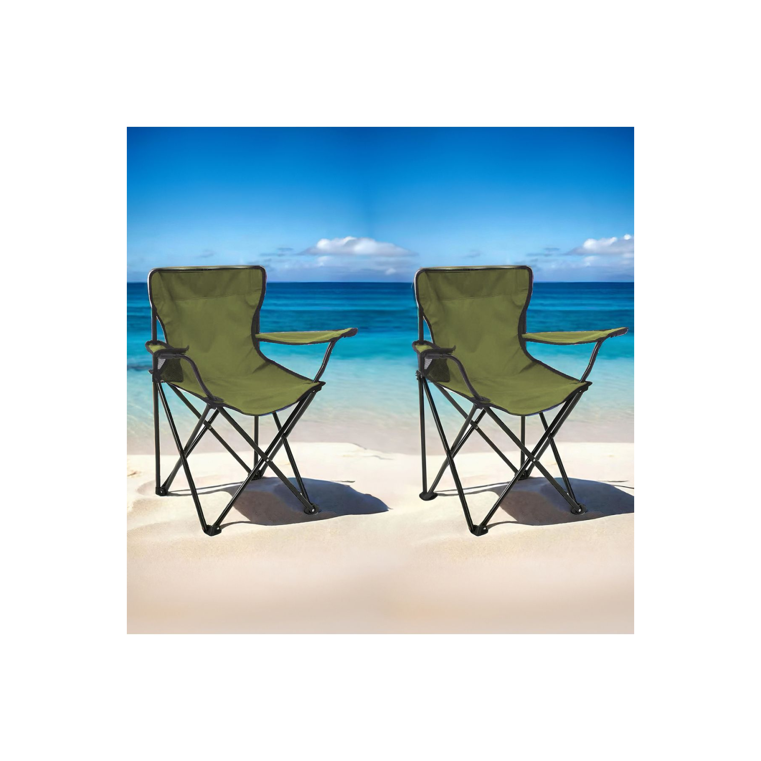 2'li Piknik ve Kamp Sandalyesi - Yeşil