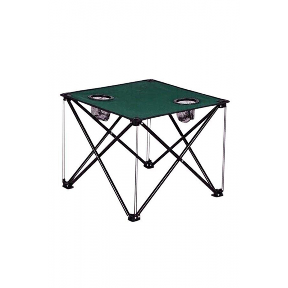 2 Adet Yeşil Katlanır Kamp Sandalyesi Ve Katlanır Kamp Masası 47 Cm Yeşil