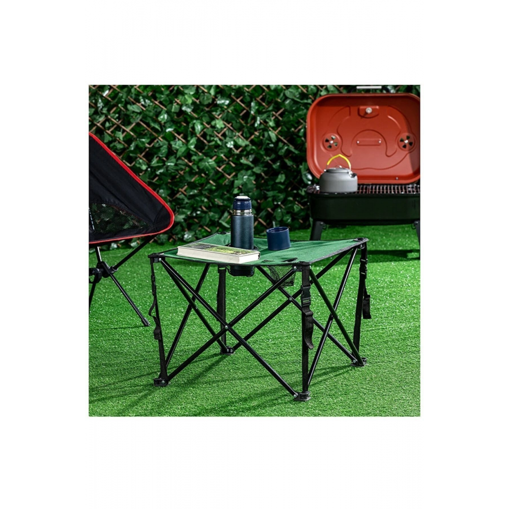 2 Adet Yeşil Katlanır Kamp Sandalyesi Ve Katlanır Kamp Masası 47 Cm Yeşil
