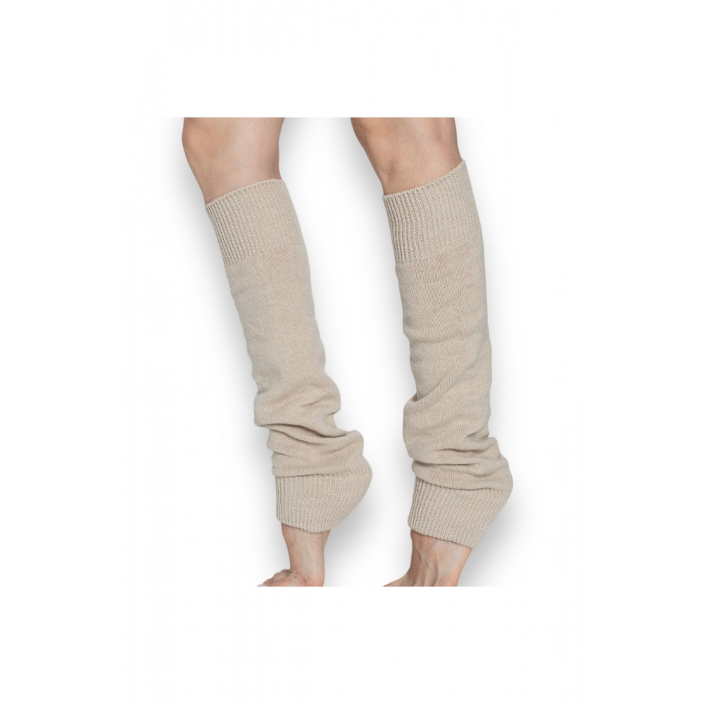 Lambswool Krem Kışlık Yün Diba Kadın Dizlik Kalın Tozluk Ayaksız Yoga Çorabı