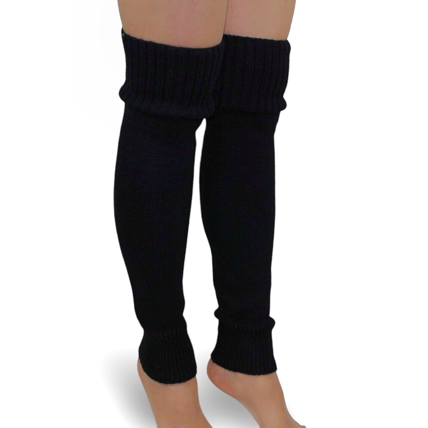 Lambswool Yün Diba Siyah Kışlık Kadın Dizlik Kalın Tozluk Ayaksız Yoga Çorabı