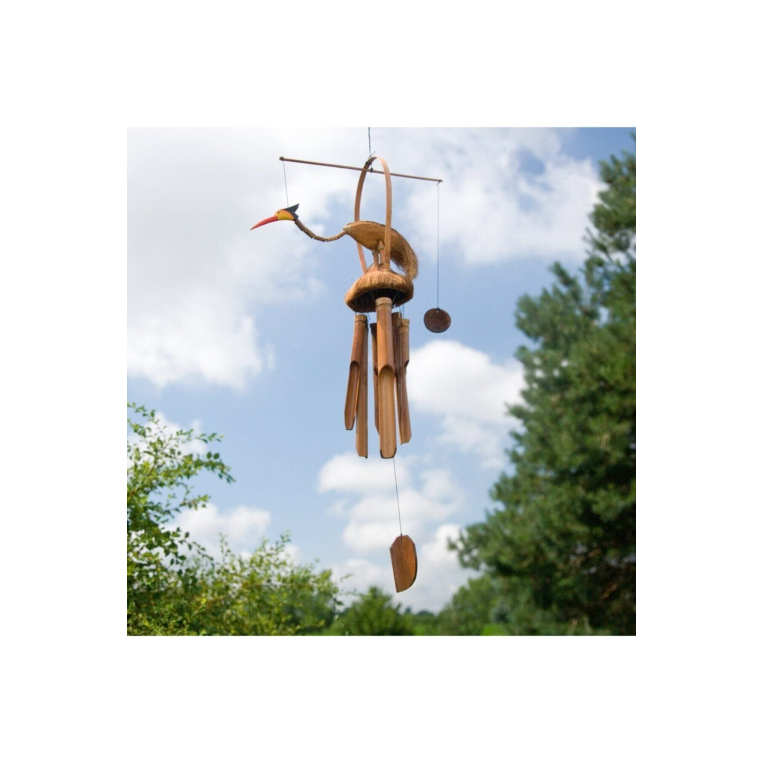 Bambu El Yapımı Leylek Rüzgar Çanı Dekoratif Balkon Bahçe Kapı Süsü