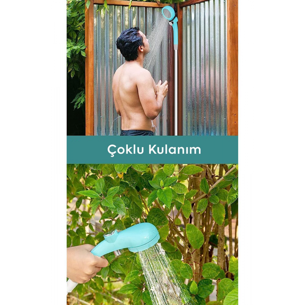 PROFESYONEL ŞARJLI TAŞINABİLİR KAMP - BAHÇE - OUTDOOR DUŞ SİSTEMİ SETİ