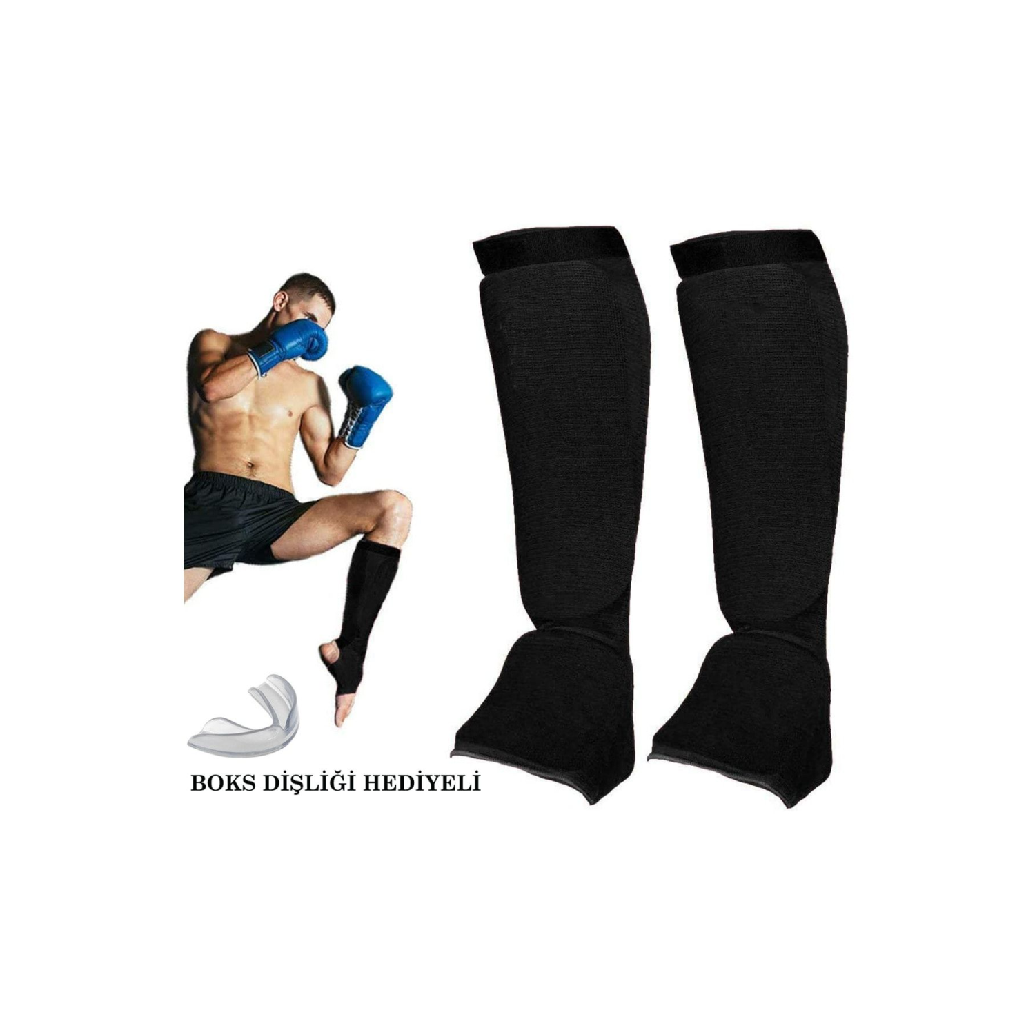 Elastik Kaval Koruyucu Kick Boks Muay Thai Kaval Koruyucu Ve Dişlik Set Boks Tekmelik Ayak Koruyucu