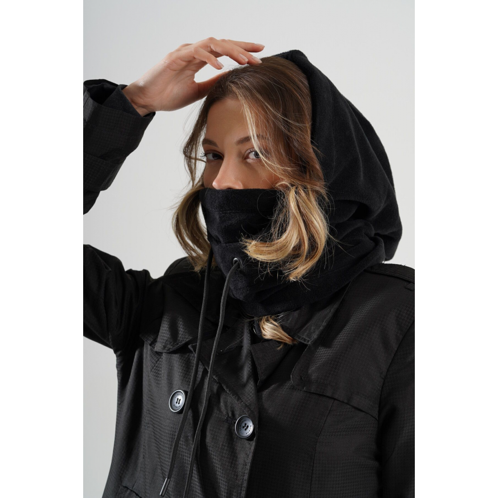 Kadın Siyah Polar Rüzgar Geçirmez Kar Maskesi Balaklava Şapka Atkı Boyunluk Kar Maskesi