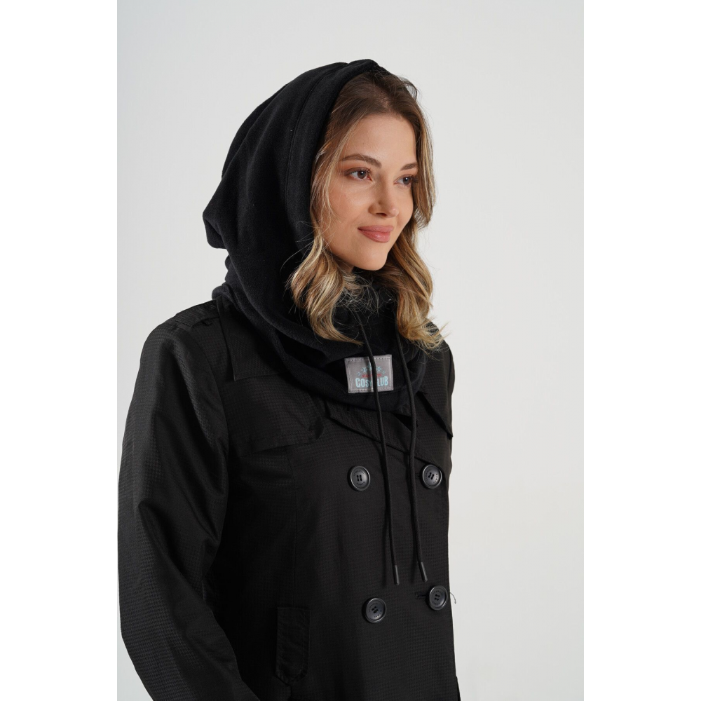 Kadın Siyah Polar Rüzgar Geçirmez Kar Maskesi Balaklava Şapka Atkı Boyunluk Kar Maskesi