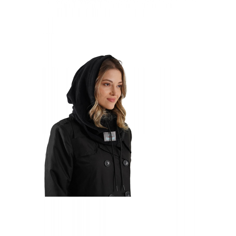 Kadın Siyah Polar Rüzgar Geçirmez Kar Maskesi Balaklava Şapka Atkı Boyunluk Kar Maskesi