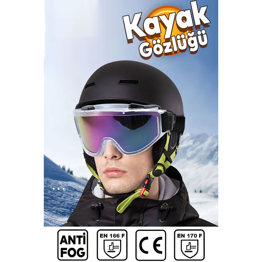 Kayak Gözlüğü Antifog Ventilli Uv Korumalı Güneş Kar Gözlük Gökkuşağı Snowboard Glasses Sporu