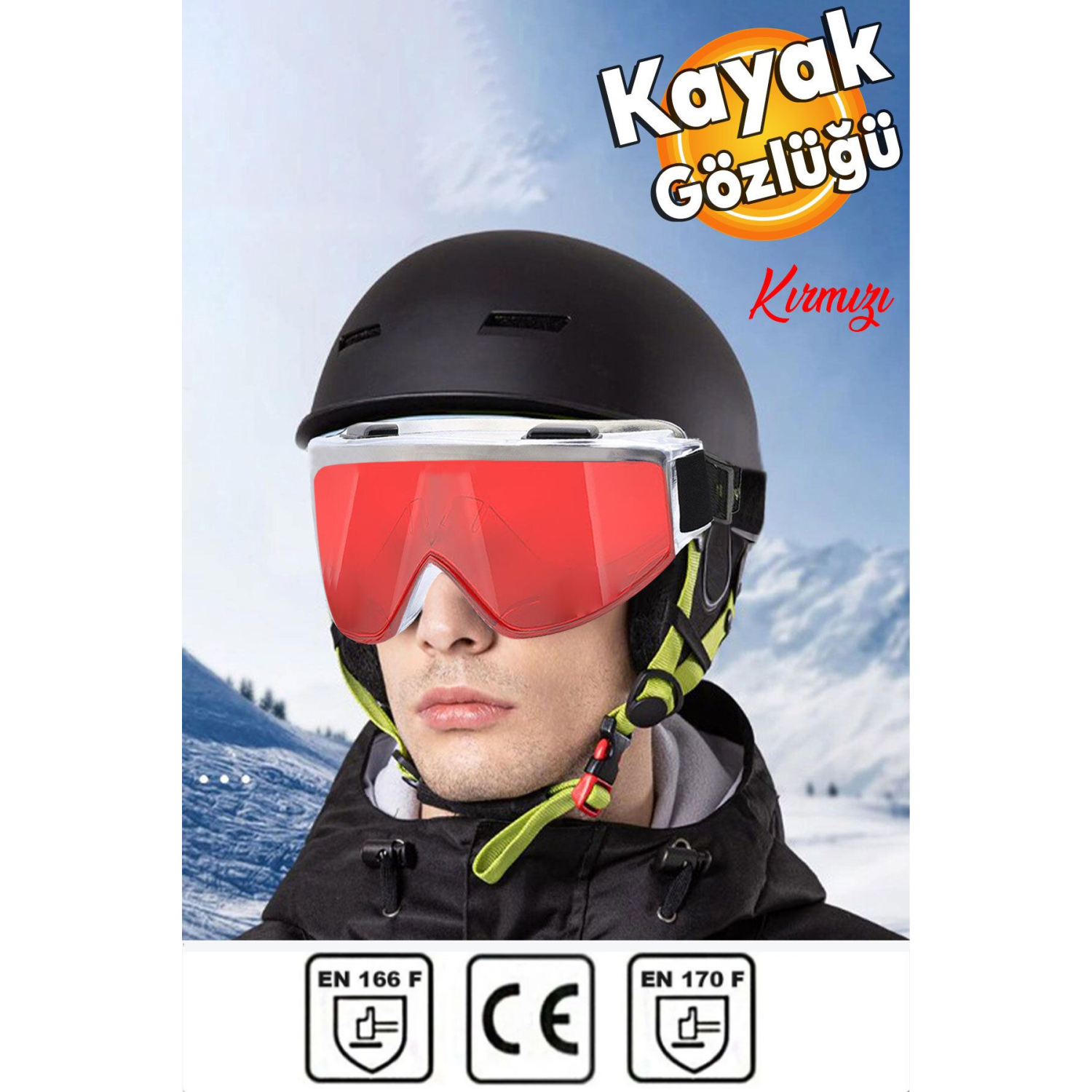 Kayak Gözlüğü Güneş Kar Gözlük Kırmızı Snowboard Glasses Ekonomik Seri Gözlük
