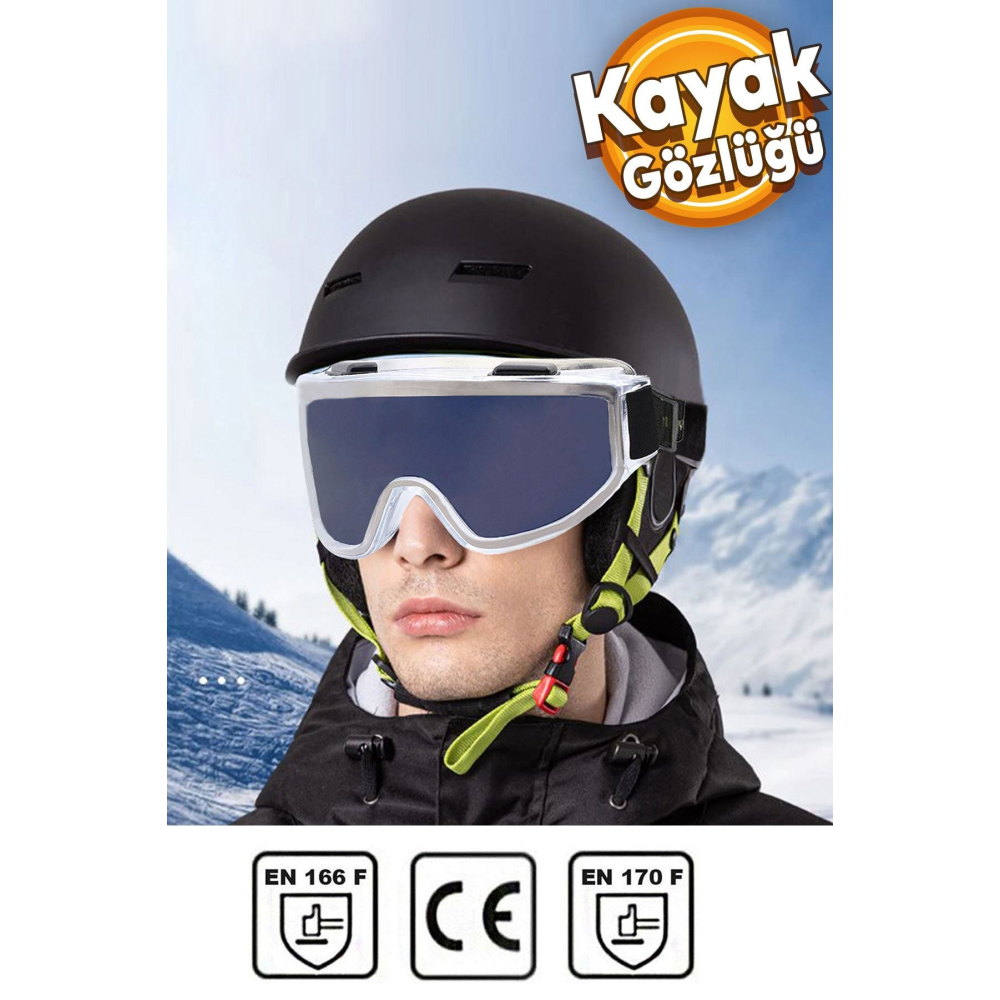 Kayak Gözlüğü Ventilli Güneş Kar Rüzgar Gözlük Füme Snowboard Glasses Ekonomik Seri Gözlük
