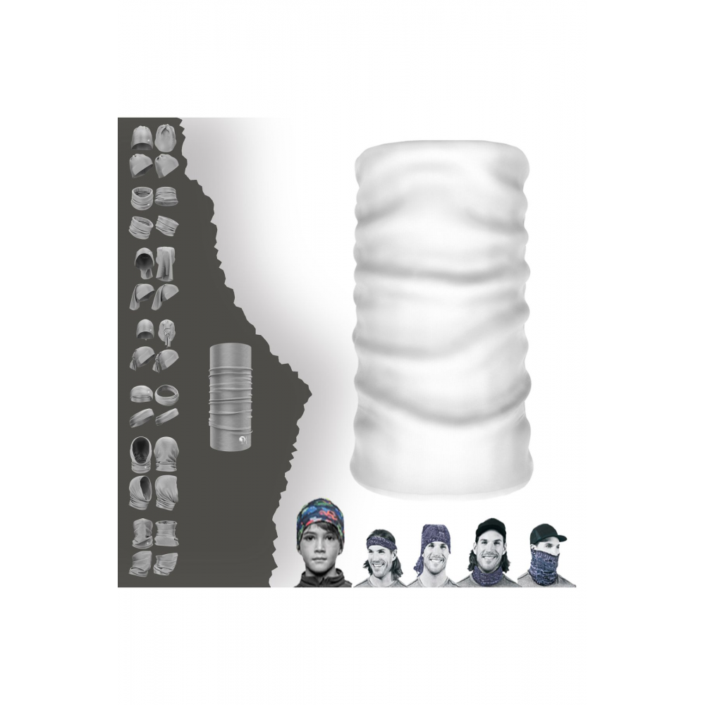 Beyaz Kask Içi Maske Dikişsiz Tüp Boyunluk Bandana Saç Bandı Toka Bone