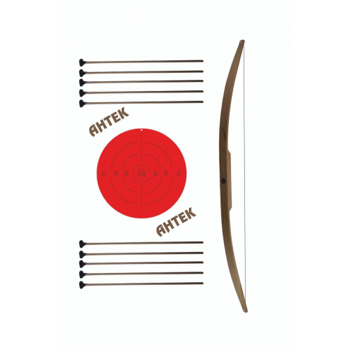 Doğal Ahşap Ok Yay Hedef Seti, 1 Adet Yay + 10 Adet Ok + Hedef