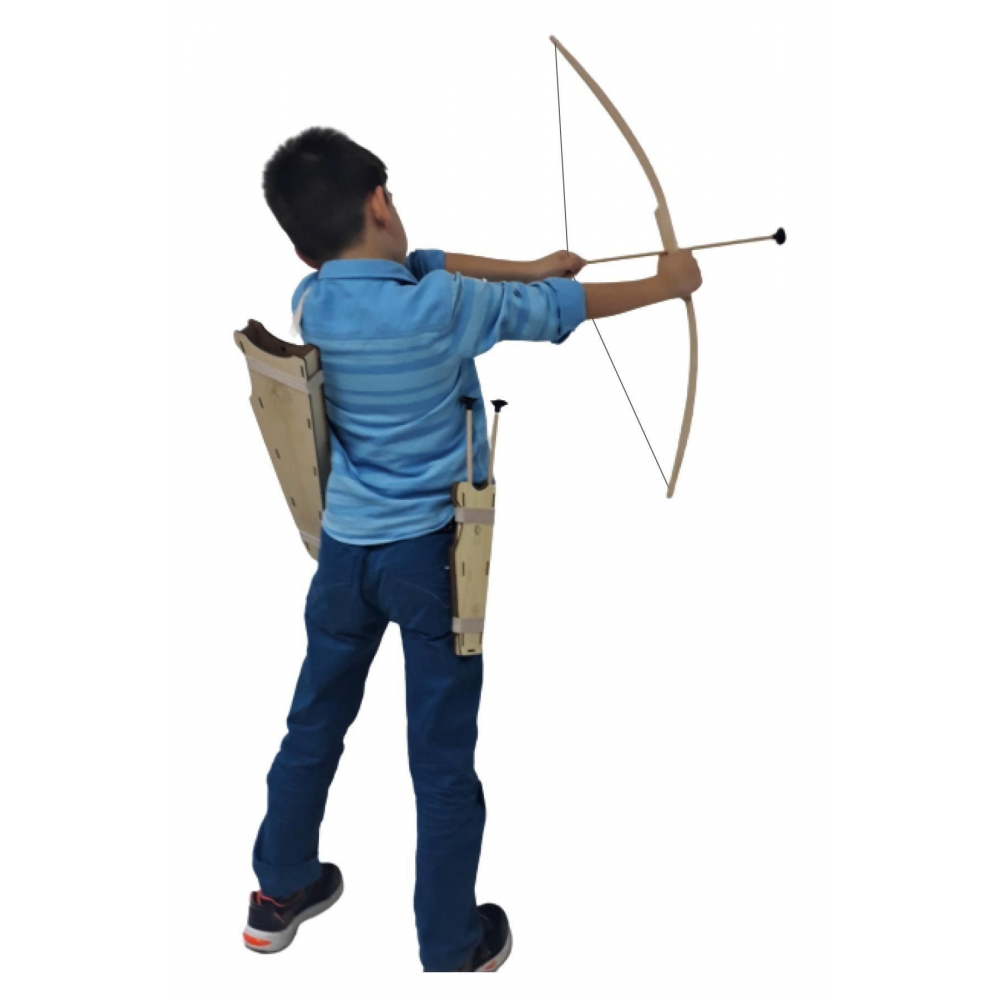Doğal Ahşap Ok Yay Seti, Yay + 10 Adet Ok + Yay Kını + Sadak + Hedef