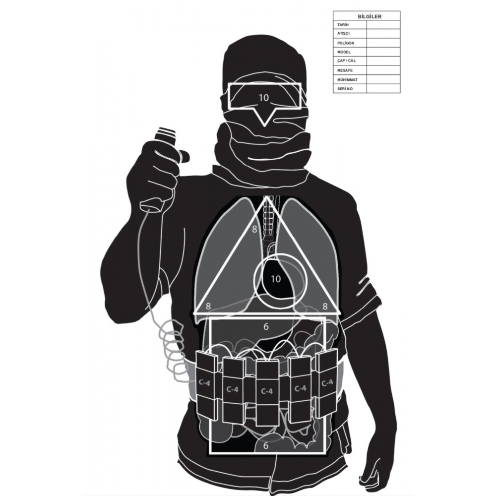 Siyah Sim Taktik Atış Hedef Kağıdı 103 (20 Adet)