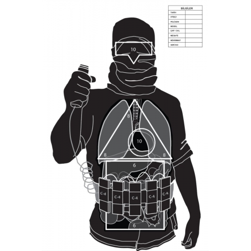 Siyah Sim Taktik Atış Hedef Kağıdı 103 (20 Adet)