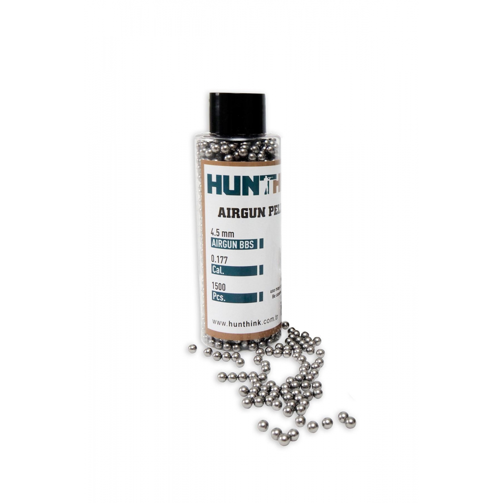 Hunthing 4,5 Mm 1500'lü Çelik Bilye+ Hunthink Co2 Tüp 10 Adet