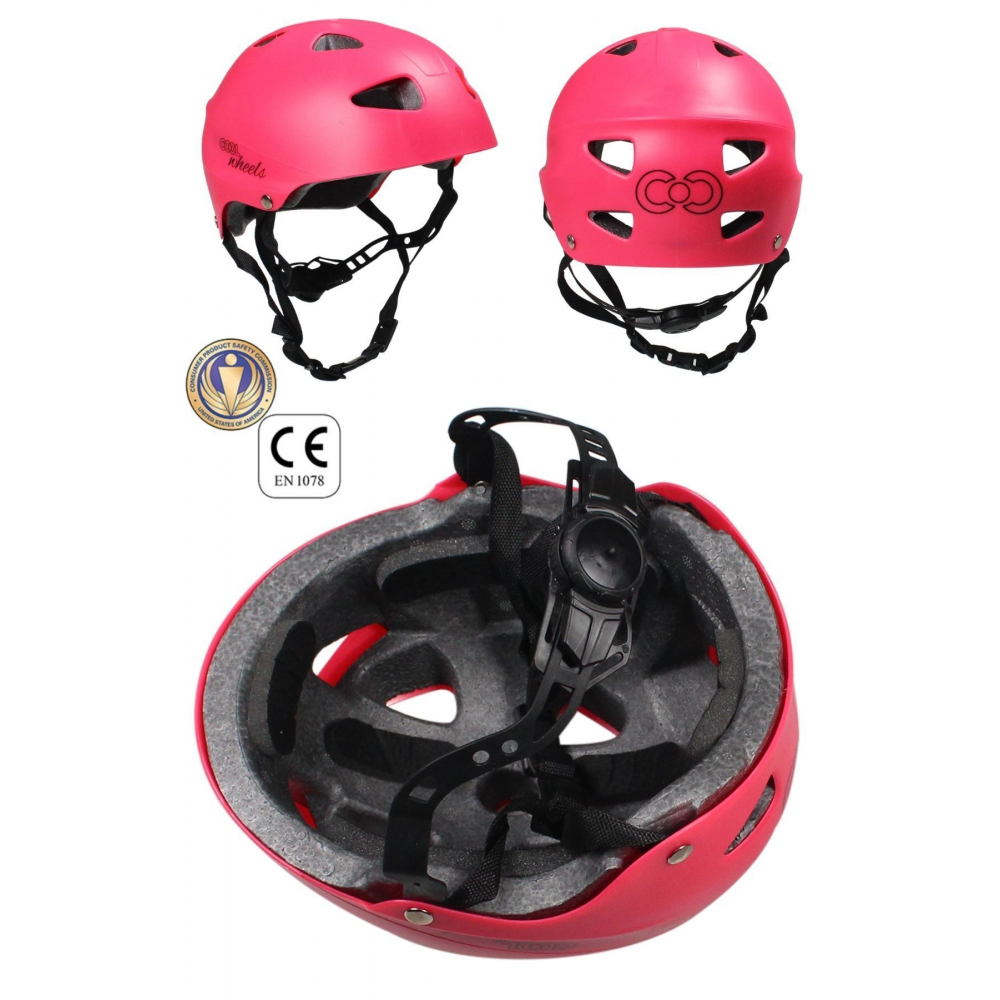 Pembe Kız Çocuk Kaskı Spor Koruyucu Kask Dizlik Dirseklik Donanım Seti Kaykay Bisiklet Scooter Paten