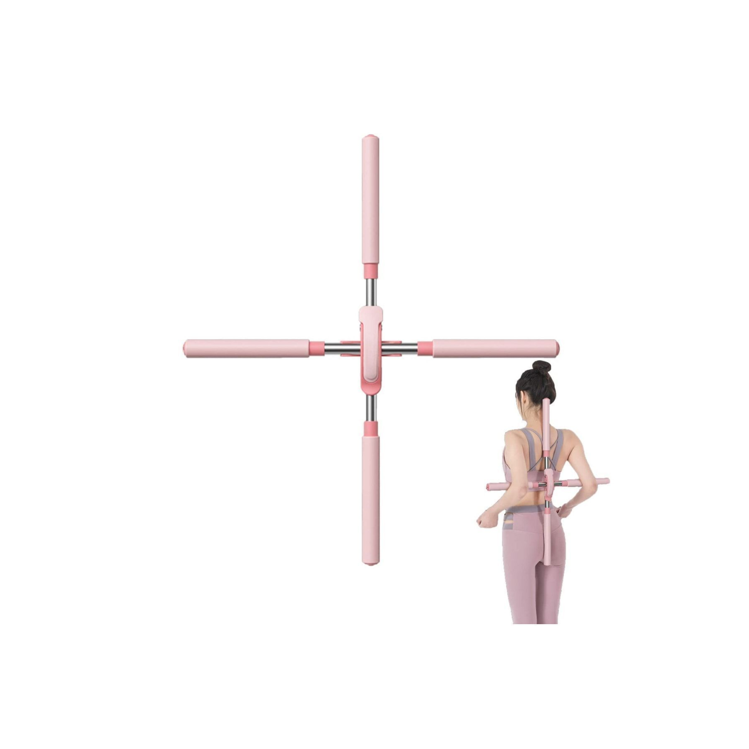 Pembe Kambur Eğitim Çubuğu Yoga Sopa Germe Aracı Sırt Ateli Barı Demiri Postür Düzeltici