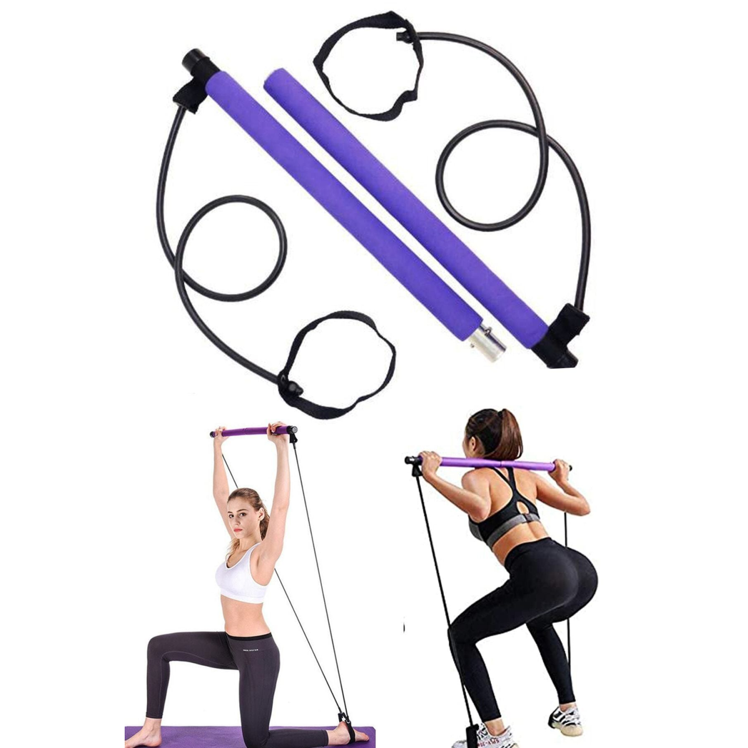 Portable Pilates Studio Jimnastik Egzersiz Çubuğu Pilates Direnç Lastiği