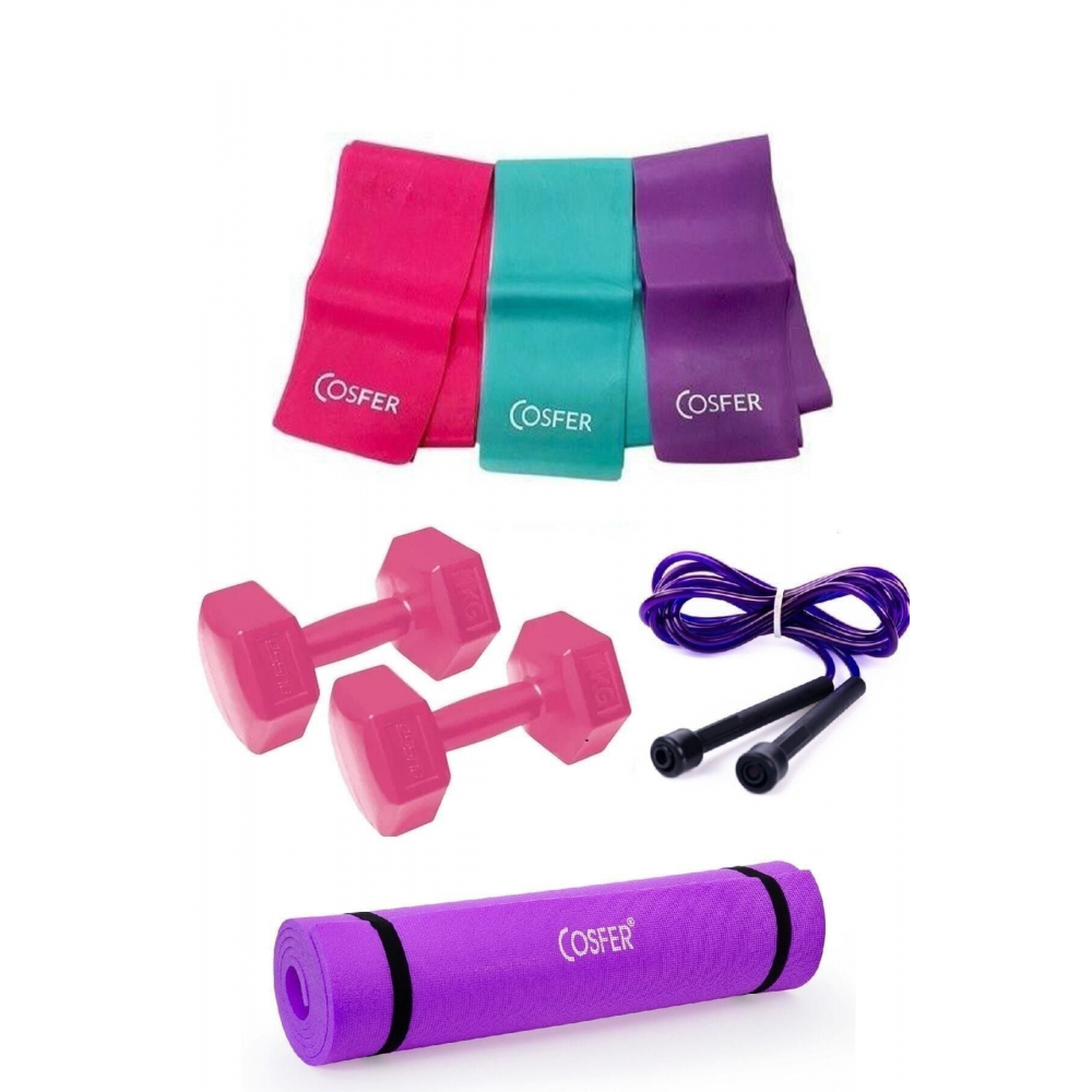 4 Parça Pilates Seti Mor Renk