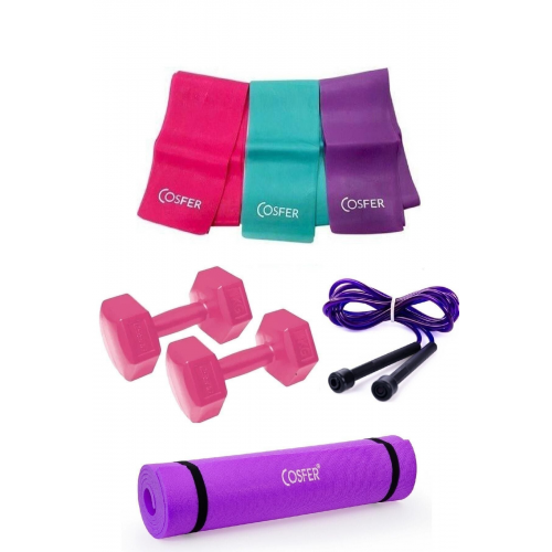 4 Parça Pilates Seti Mor Renk