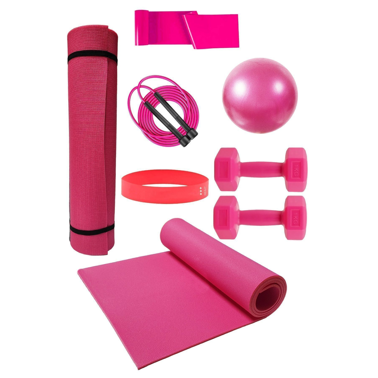 Egzersiz Minderi Direnç Lastiği Atlama Ipi 2 X 1 Kg Dambıl Aerobik Band Ve 20 Cm Top