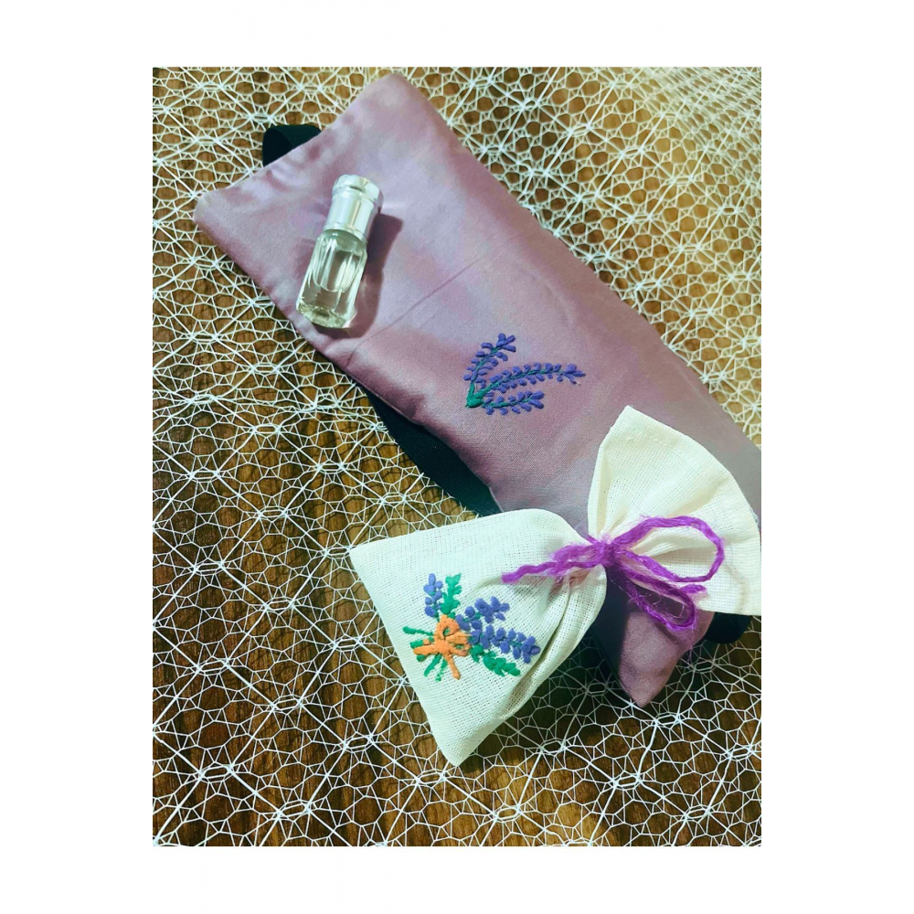 Lavanta Göz Yastığı-yoga-aromaterapi- Gül Kurusu Renk Pamuk Saten