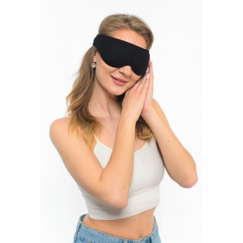Unisex Yıkanabilir Pamuklu Uyku Maskesi Işık Önleyici Siyah Göz Bandı