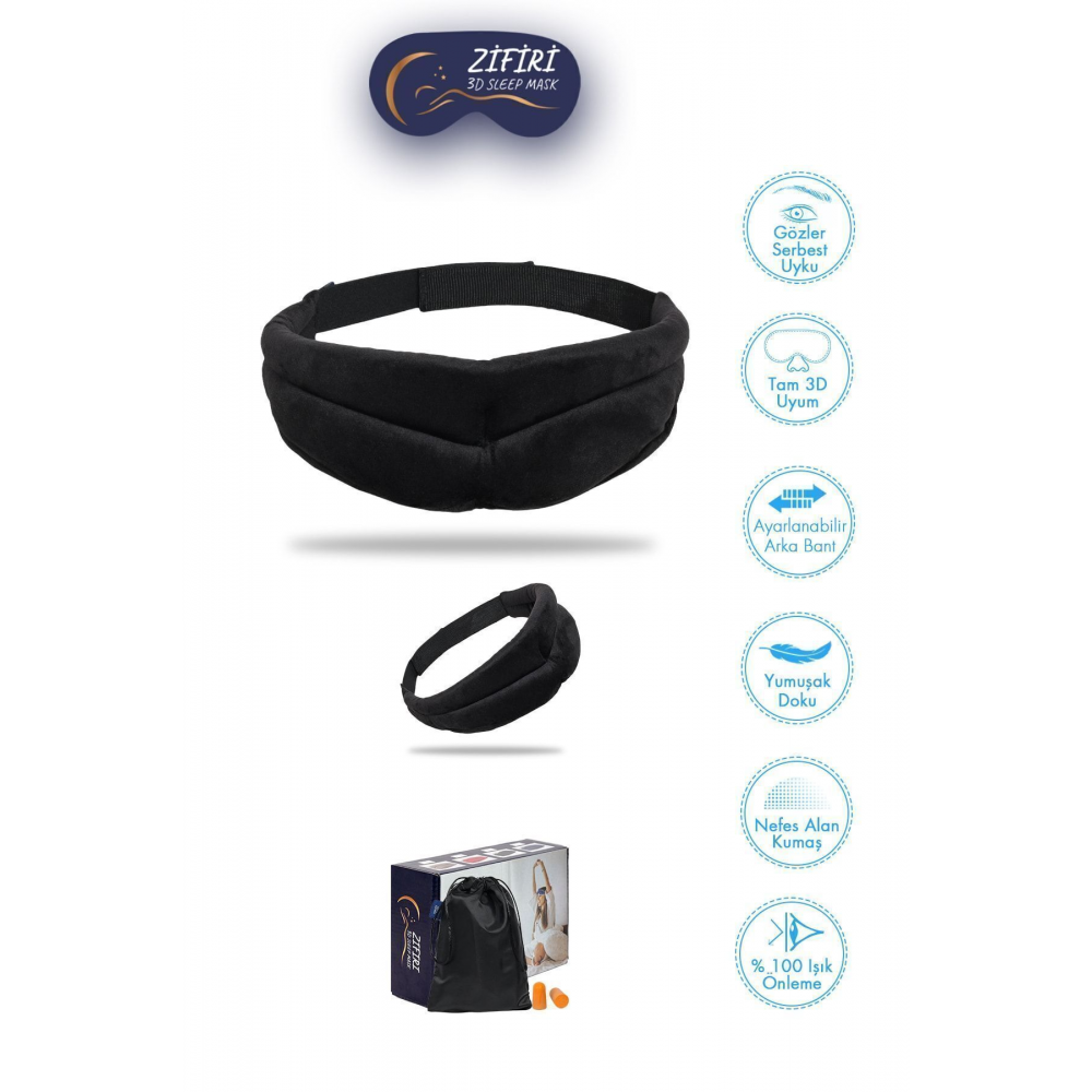 Uyku Ve Göz Maskesi Uyku Gözlüğü 3 Boyutlu 3d Uyku Ve Seyahat %100 Işık Geçirmez Siyah Göz Bandı