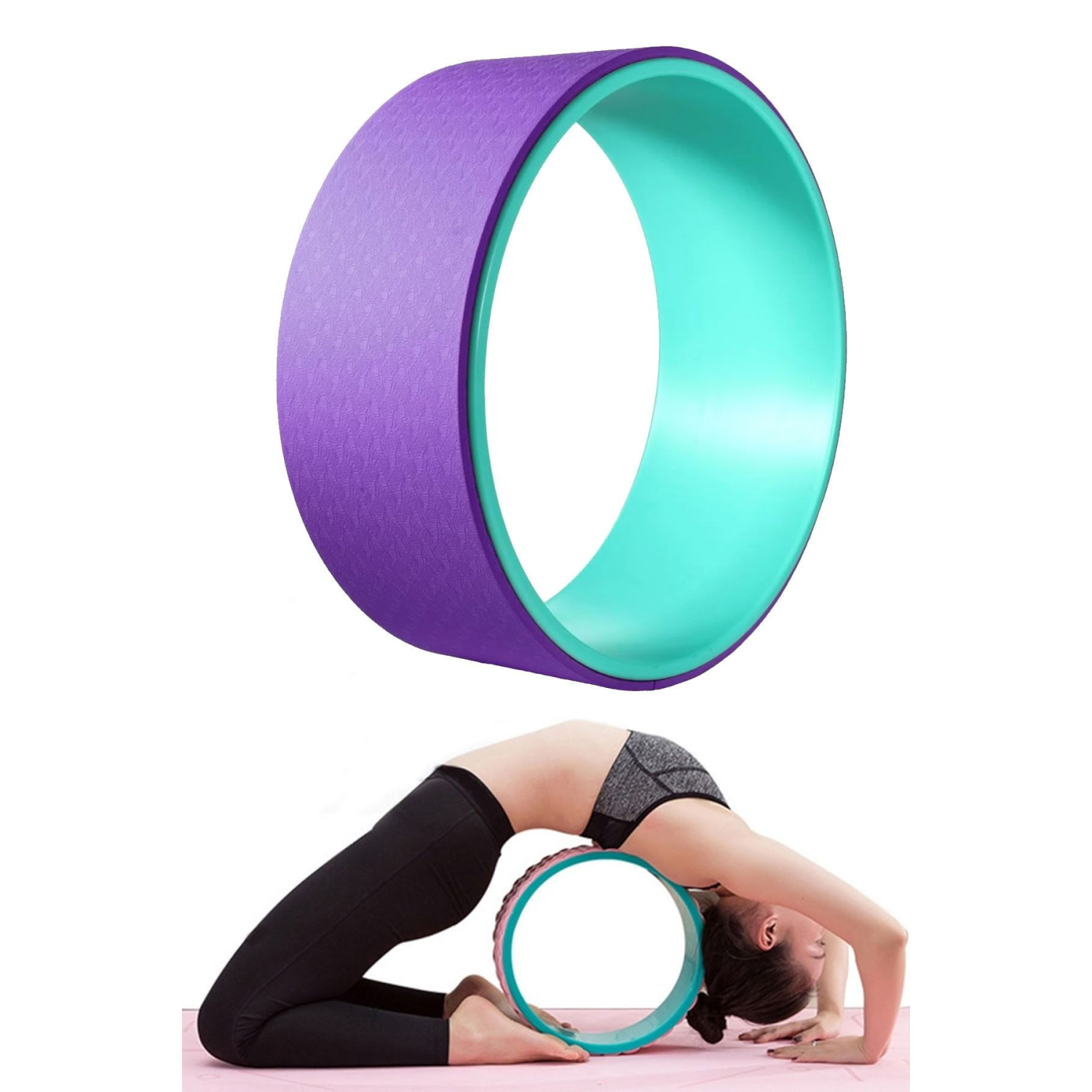 Yoga Wheel Yoga Halkası Yoga Tekerleği Pilates Ve Yoga Balance Mor-yeşil