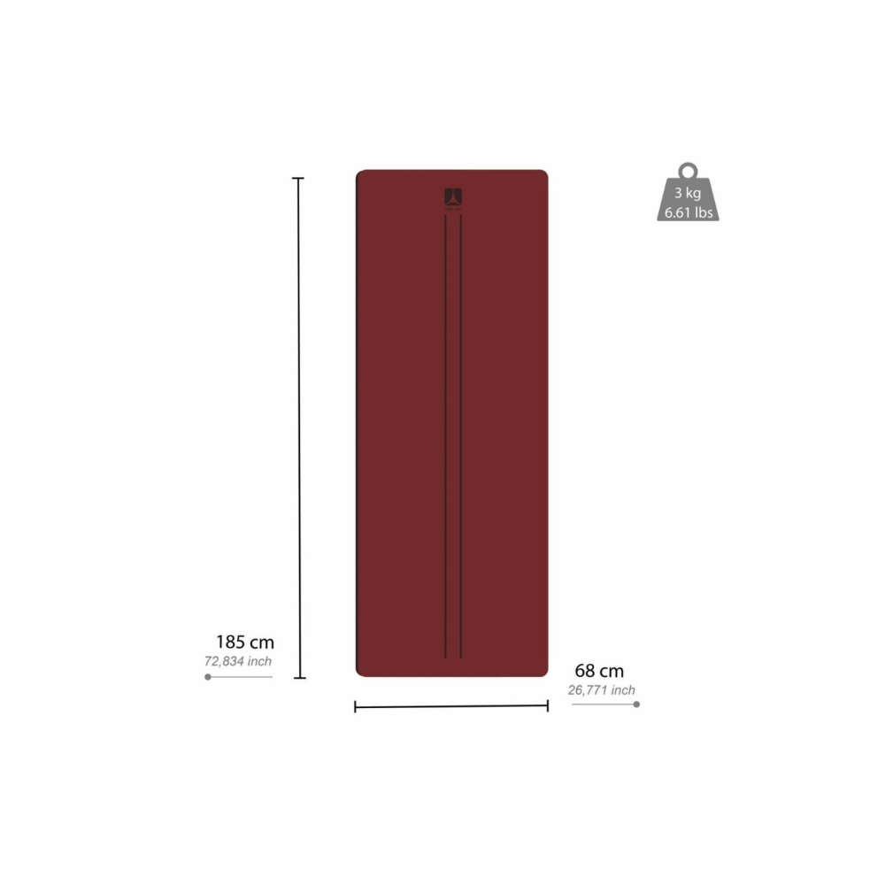 Çizgi Tasarımlı 5 mm Ekstra Kaydırmaz Doğal Kauçuk Yoga Matı Pilates Mat Bordo