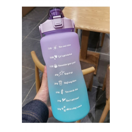 Mor Motivasyonel Su Matarası Su Şişesi 2l Tritan Spor Salonu Su Şişesi Bpa Içermez Suluk Sticker