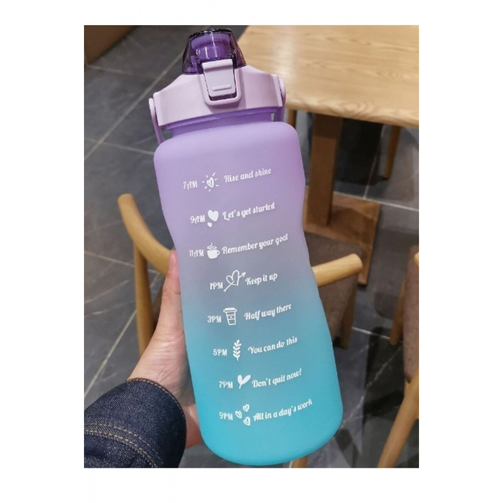 Mor Motivasyonel Su Matarası Su Şişesi 2l Tritan Spor Salonu Su Şişesi Bpa Içermez Suluk Sticker