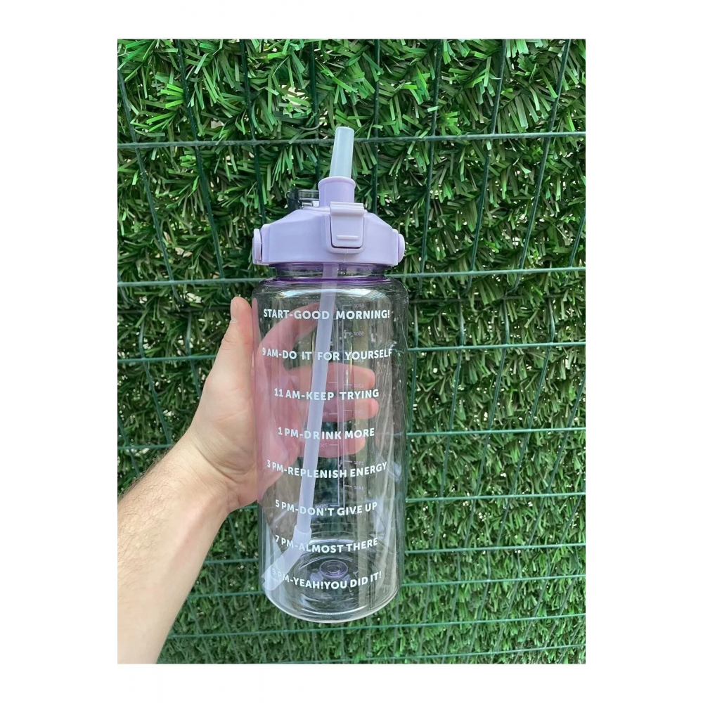 Şeffaf Motivasyon Matara 2000 ml Suluk Su Şişesi - Bpa Içermez