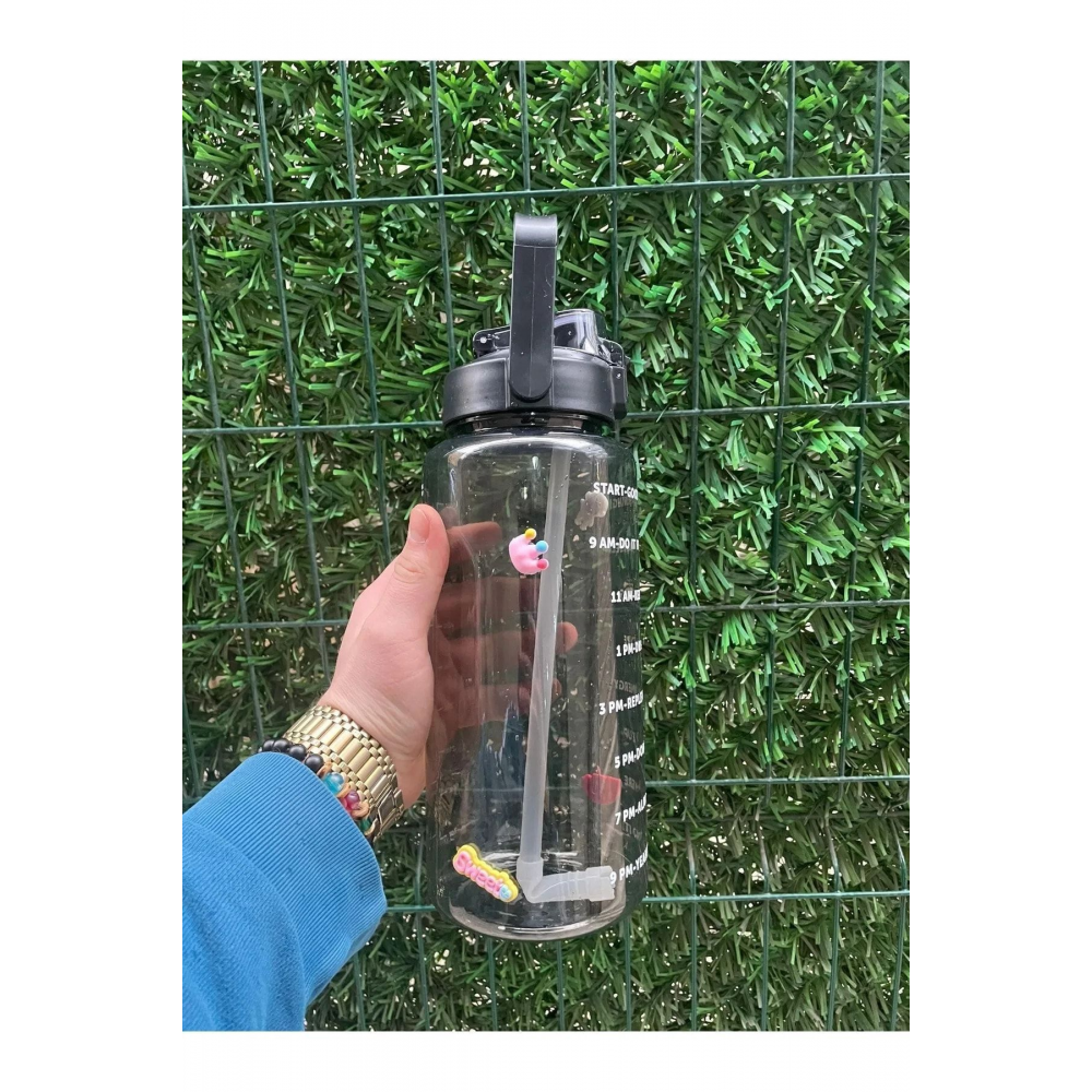 Şeffaf Motivasyon Matara 2000 ml Suluk Su Şişesi - Bpa Içermez