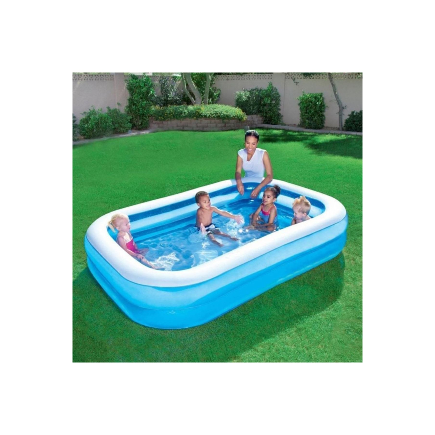 Pompa Hediye - 12819, Büyük Boy Dikdörtgen Şişme Aile Havuzu (211x132x46cm)