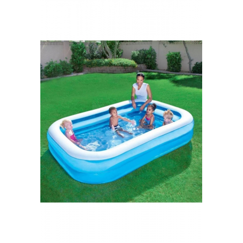 Pompa Hediye - 12819, Büyük Boy Dikdörtgen Şişme Aile Havuzu (211x132x46cm)