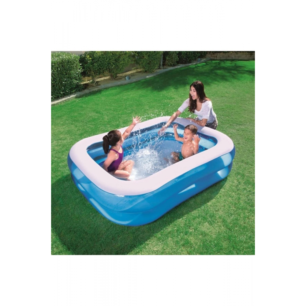 Pompa Hediye - 12819, Büyük Boy Dikdörtgen Şişme Aile Havuzu (211x132x46cm)