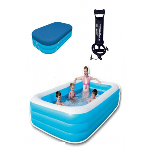 Şişme Havuz Büyük Boy 3 Boğumlu Jumbo Boy Aile Havuzu 305x183x56 Havuz Örtüsü Ve Pompa