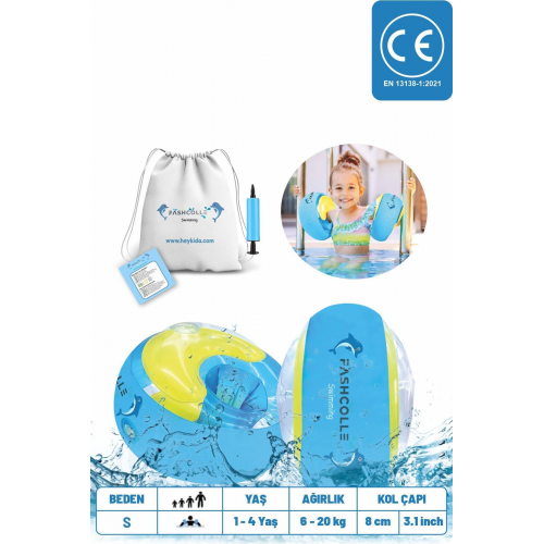 Mavi Yuvarlak Yüzme Yardımcısı Şişme Deniz Kolluğu (s) 1-4 Yaş Kolluk