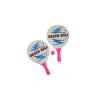beach ball ahşap plaj tenis raketi ve kaliteli top fileli set (2 RAKET + 1 TOP)